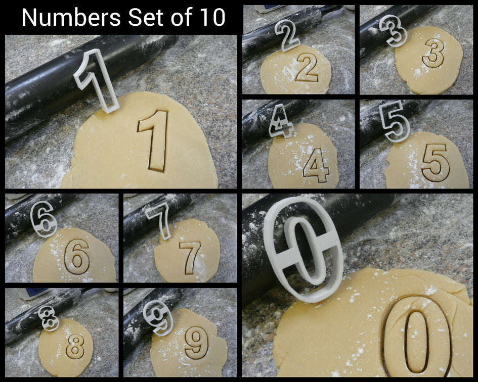 Numbers Zero 0 Through Nine 9 Birthday Set Of 10 Cookie Cutters USA PR1013