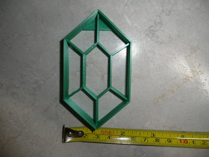 Rupee Zelda Themed Green Gemstone Gem Stone Cookie Cutter Made In USA PR2853