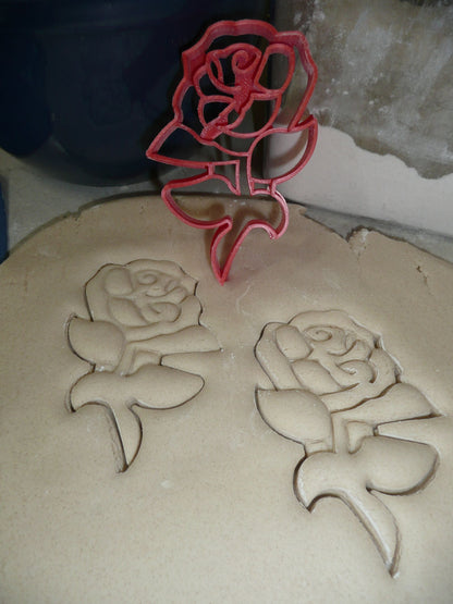 Rose With Stem Flower Plant Valentines Day Sweetheart Cookie Cutter USA PR2907