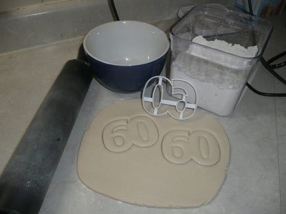 Number 60 Sixty Anniversary Birthday Sports Party Cookie Cutter USA PR108-60