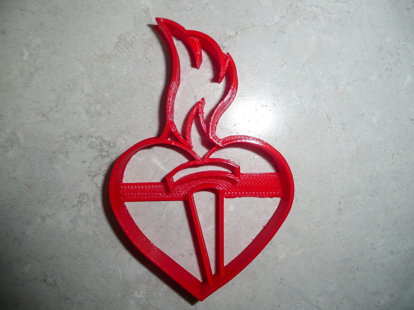 6x Heart With Flaming Torch Fondant Cutter Cupcake Topper 1.75 IN USA FD3032