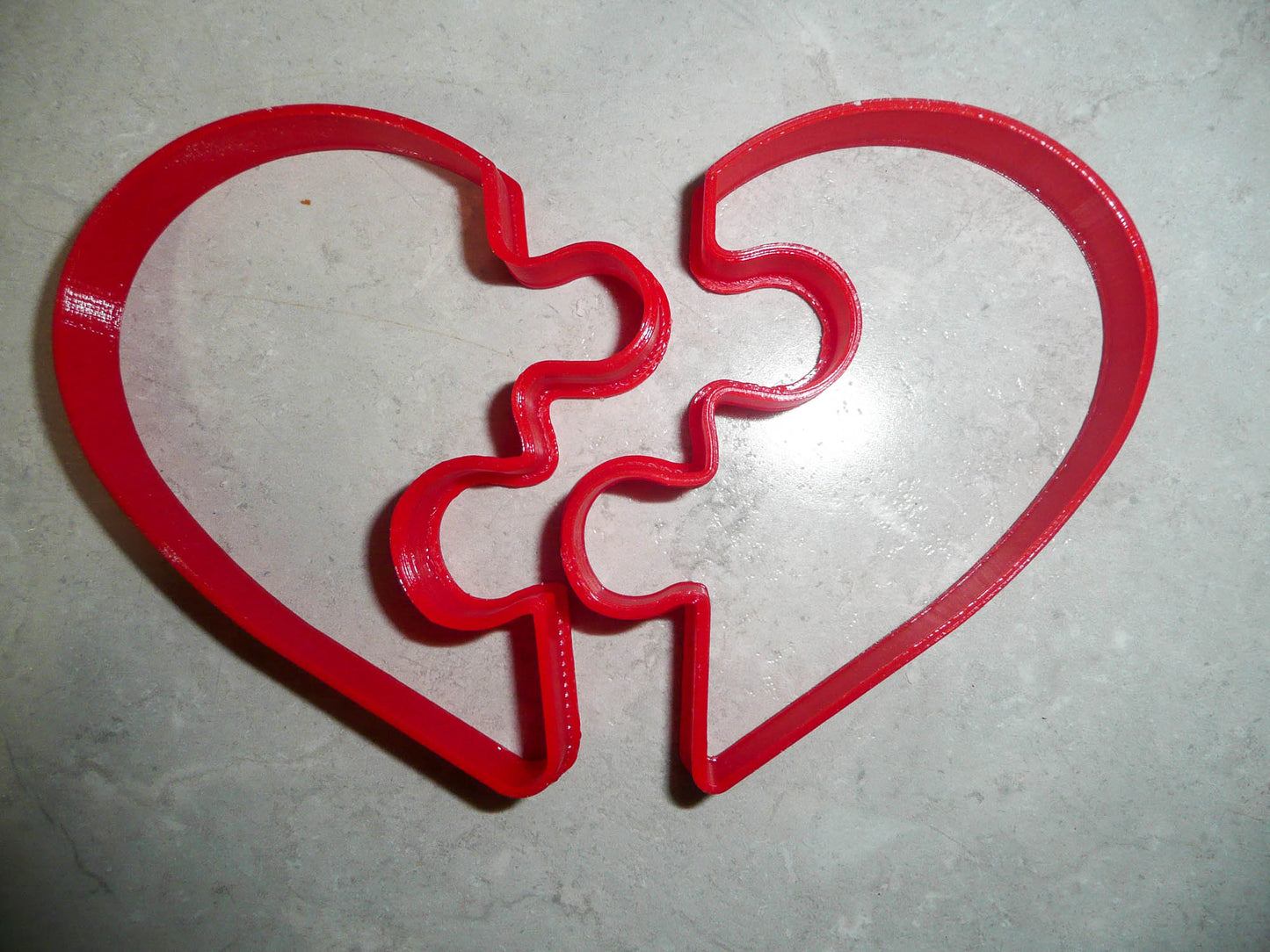 Heart Puzzle Pieces Love Valentines Wedding Set Of 2 Cookie Cutters USA PR3325