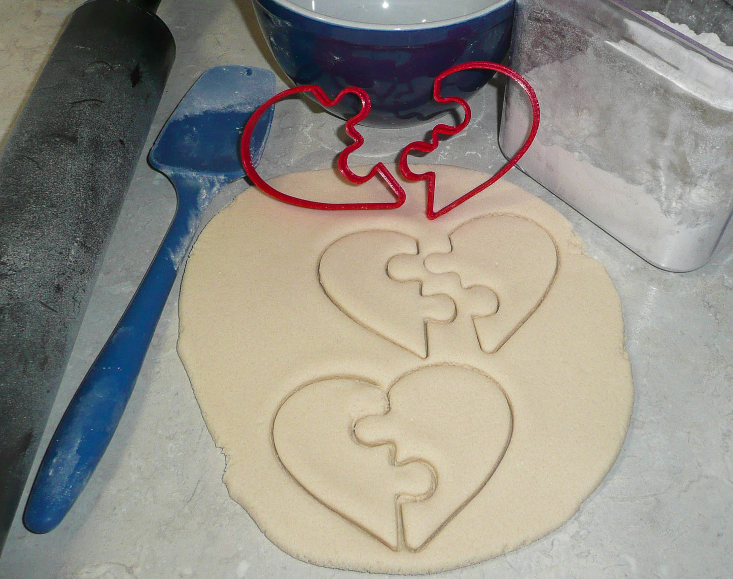 Heart Puzzle Pieces Love Valentines Wedding Set Of 2 Cookie Cutters USA PR3325