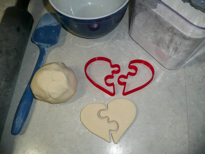 Heart Puzzle Pieces Love Valentines Wedding Set Of 2 Cookie Cutters USA PR3325