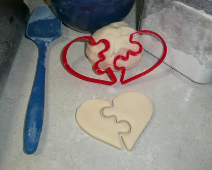 Heart Puzzle Pieces Love Valentines Wedding Set Of 2 Cookie Cutters USA PR3325