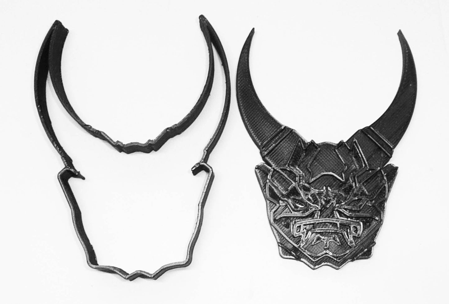 Oni Mask Japanese Samurai Horns Set of 2 Stamp With Cookie Cutter USA PR2308