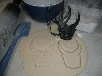 Oni Mask Japanese Samurai Horns Set of 2 Stamp With Cookie Cutter USA PR2308