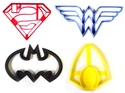 Justice League Superheroes Logos DC Comics Set Of 4 Cookie Cutters USA PR1000