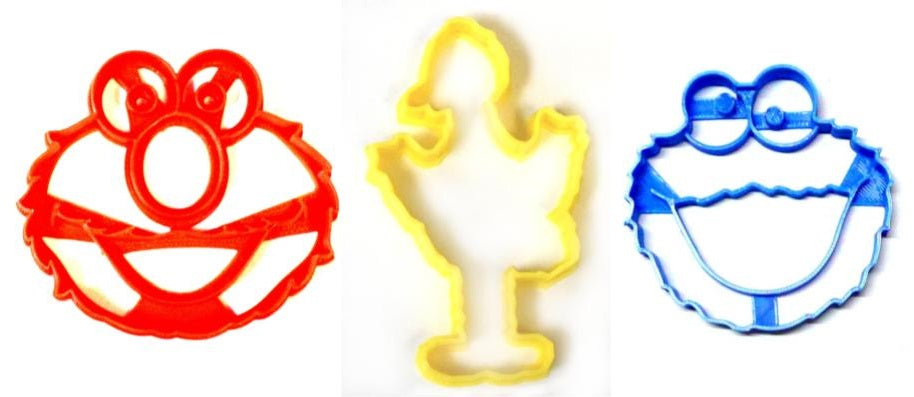 Sesame Street Elmo Big Bird Monster Set Of 3 Cookie Cutters USA PR1005