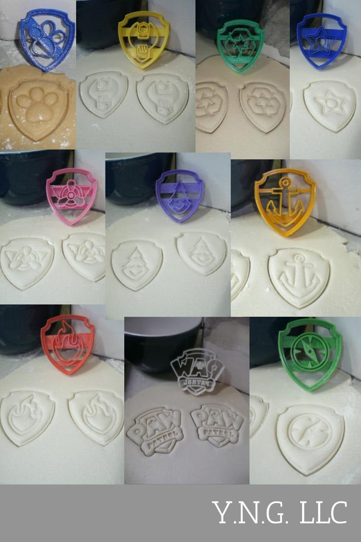 Paw Patrol Logo Badges Shields Tags Set Of 10 Cookie Cutters USA PR1048