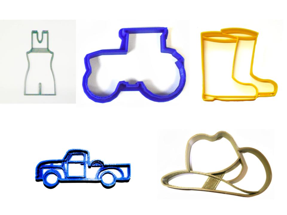 Farmer John Hat Boots Overalls Farm Truck Set Of 5 Cookie Cutters USA PR1536