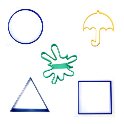 squid game themed cookie cutters circle umbrella square triangle blood splatter