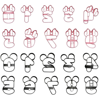 Minnie Mickey Mouse Detailed Numbers 0 To 9 Set Of 20 Cookie Cutters USA PR1641