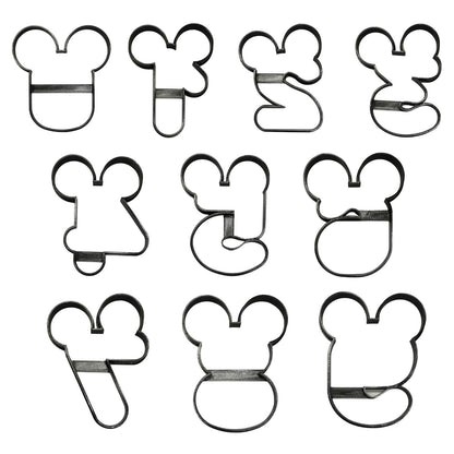 Mickey Mouse Outline Numbers 0 To 9 Set Of 10 Cookie Cutters Made In USA PR1643