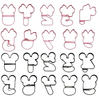 Minnie Mickey Mouse Outline Numbers 0 To 9 Set Of 20 Cookie Cutters USA PR1644