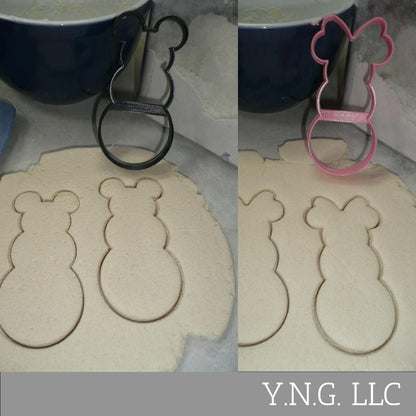 Mickey Minnie Mouse Snowmen Outlines Set Of 2 Cookie Cutters Made In USA PR1647