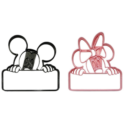 Mickey Minnie Mouse Peek A Boo Banners Set Of 2 Cookie Cutters USA PR1649