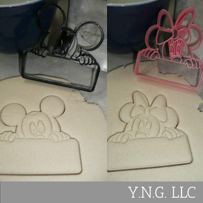 Mickey Minnie Mouse Peek A Boo Banners Set Of 2 Cookie Cutters USA PR1649