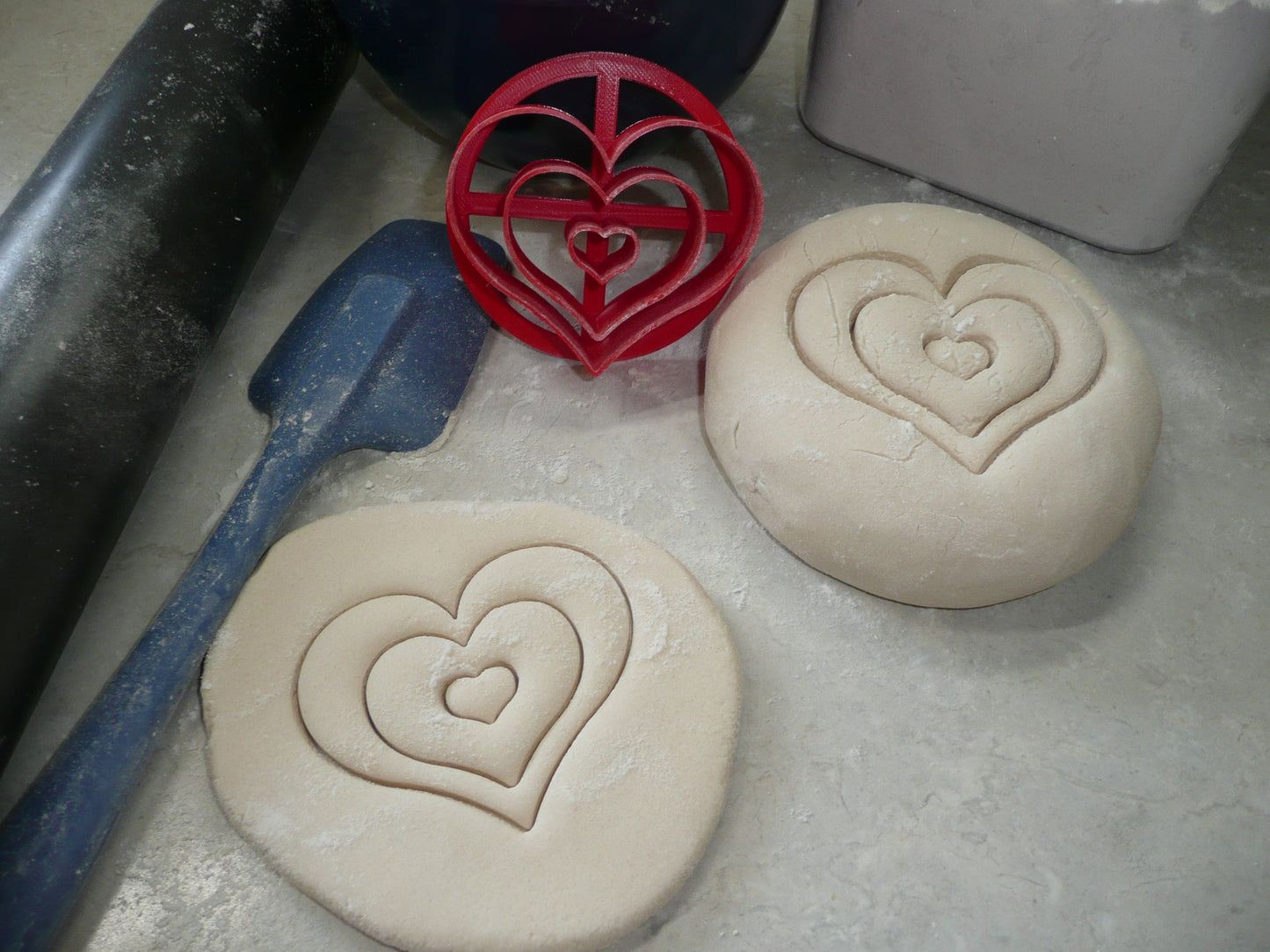 Heart Design Set Of 2 Sizes Concha Cutters Bread Stamps Made in USA PR1757