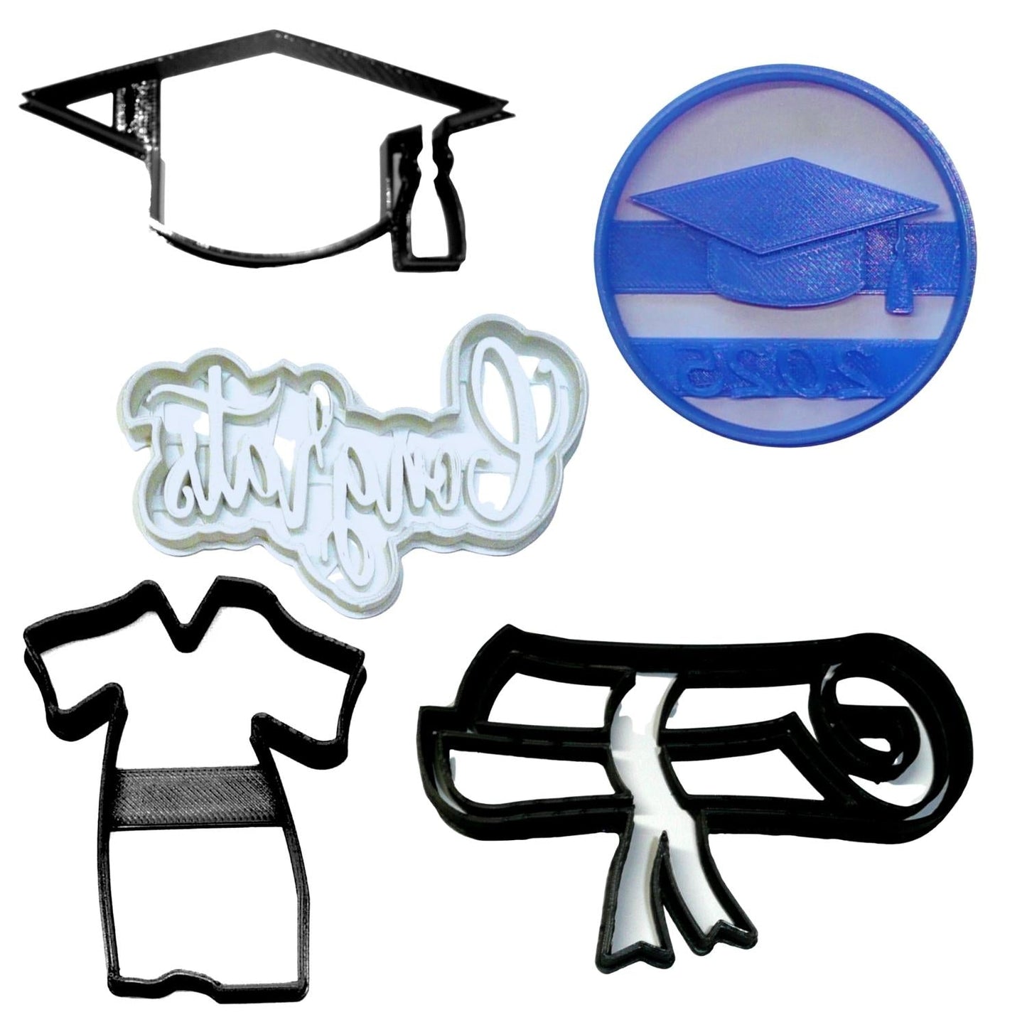 2025 Graduation Cap Gown Diploma Congrats Set Of 5 Cookie Cutters USA PR1800