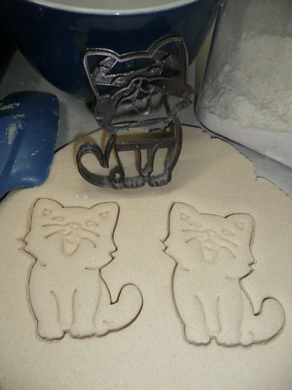 Yawning Smiling Cat Kitty Animal Cookie Cutter Made in USA PR2360