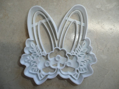 6x Floral Easter Bunny Ears Fondant Cutter Cupcake Topper 1.75 IN USA FD3452