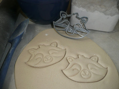 Raccoon Face Cute Masked Animal Mammal Cookie Cutter Baking Tool USA PR3464