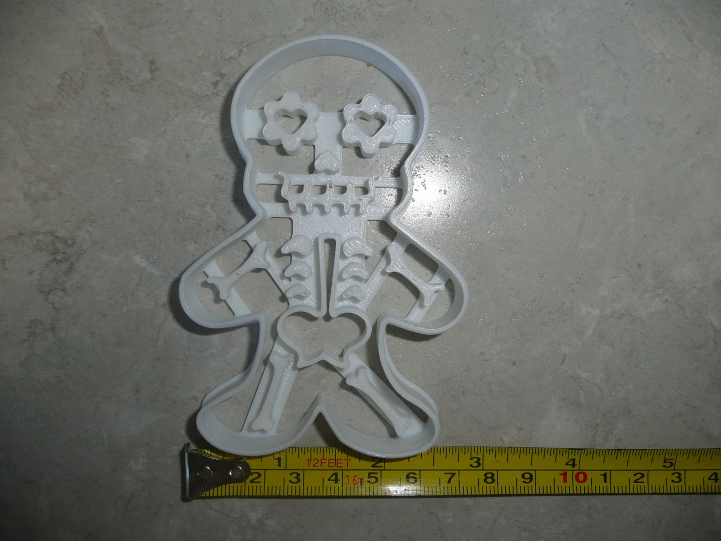 Skeleton With Detailed Gingerbread Body Heart Eyes Cookie Cutter USA PR3619