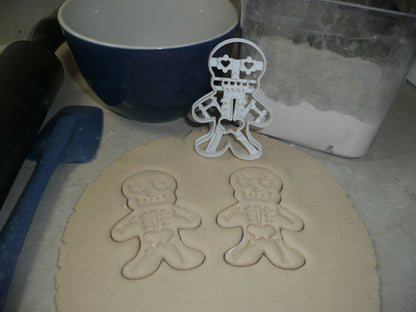 Skeleton With Detailed Gingerbread Body Heart Eyes Cookie Cutter USA PR3619