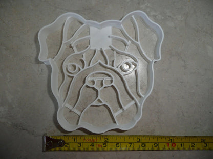 Bulldog Dog Face Detailed Muscular Wrinkled Breed Cookie Cutter USA PR3846