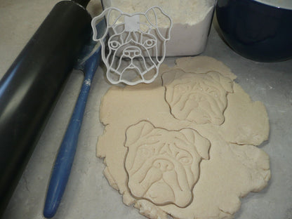 Bulldog Dog Face Detailed Muscular Wrinkled Breed Cookie Cutter USA PR3846