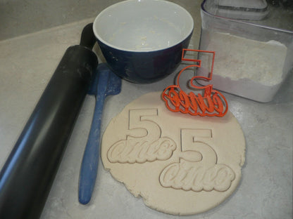 Spanish Number Cinco 5 With Word Cookie Cutter Cortador De Galletas USA PR4125