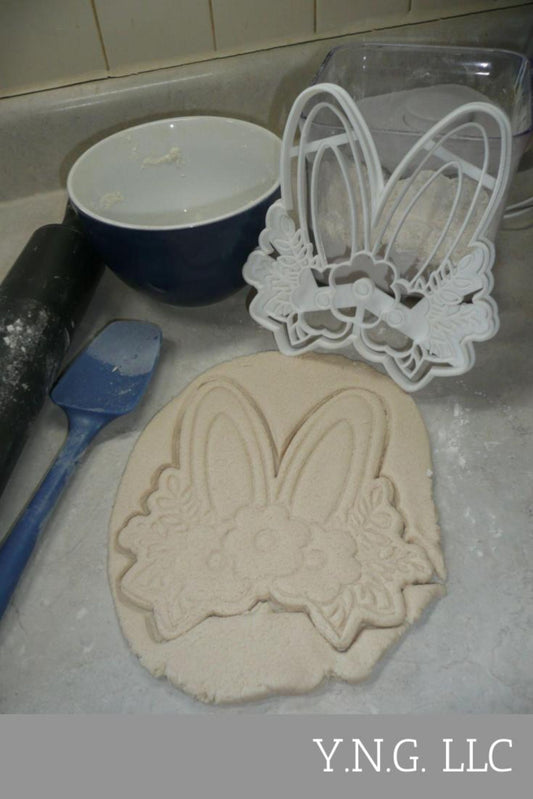 XL Floral Bunny Ears Flower Rabbit Easter Spring Cookie Cutter USA PR4244