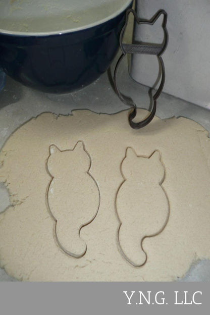 Cat Sitting Back View Outline Tail Hanging Down Kitty Cookie Cutter USA PR4271