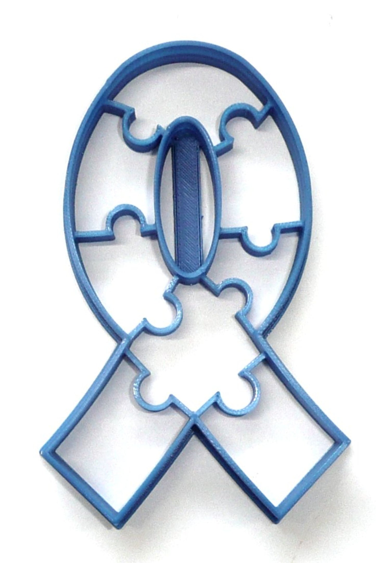 Autism Awareness Ribbon Shape with Puzzles Cookie Cutter USA PR4412