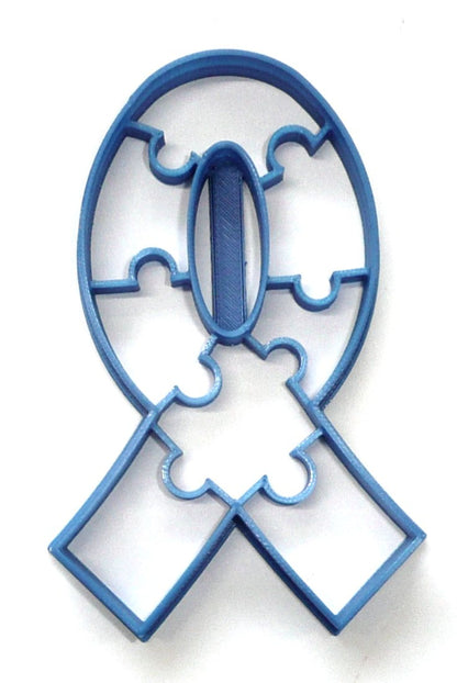 Autism Awareness Ribbon Shape with Puzzles Cookie Cutter USA PR4412