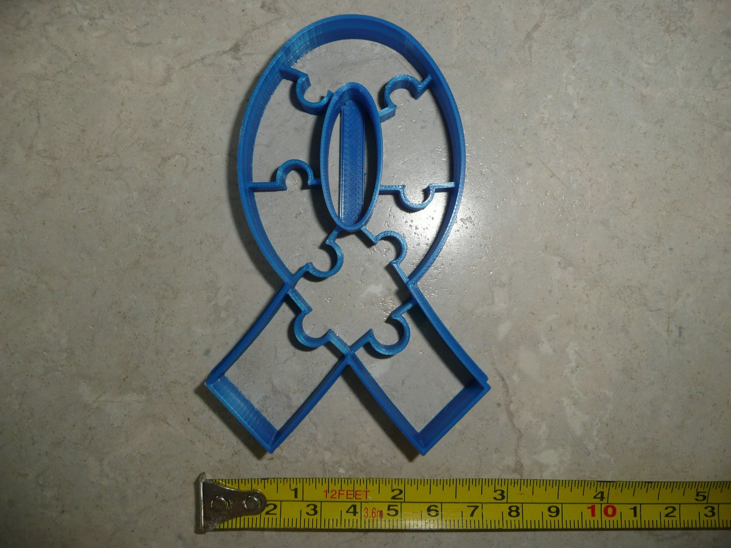 Autism Awareness Ribbon Shape with Puzzles Cookie Cutter USA PR4412