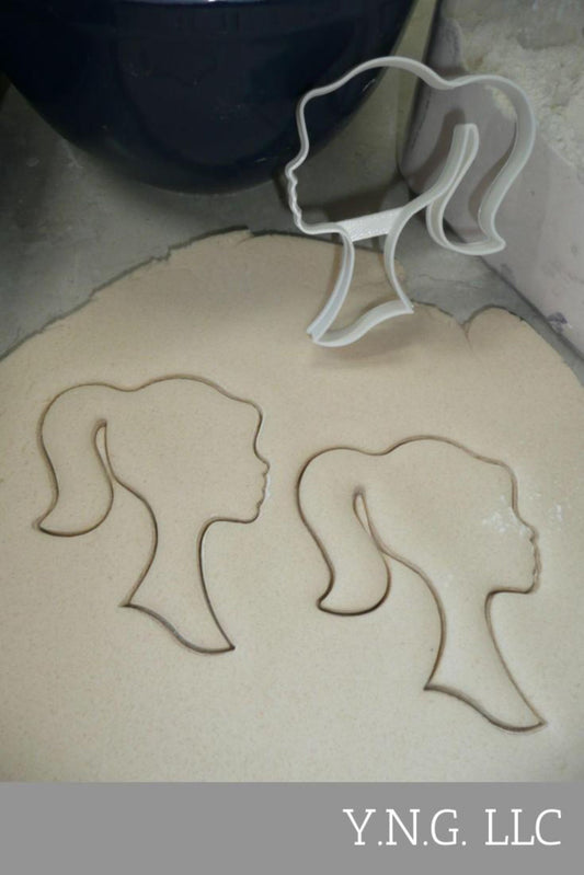 Barbie Girl Silhouette Side View Ponytail Cookie Cutter USA PR4449