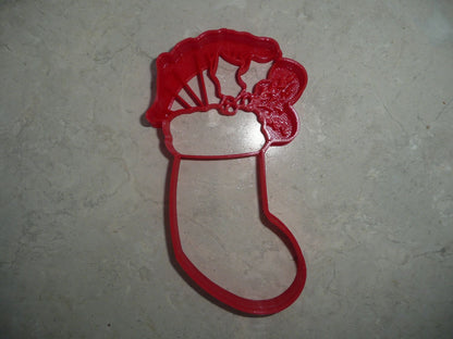 Christmas Stocking Filled With Holly Detail Cookie Cutter Made In USA PR4525