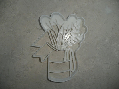 Flowers In Jar With Ribbon Banner Arrangement Cookie Cutter Made In USA PR4526