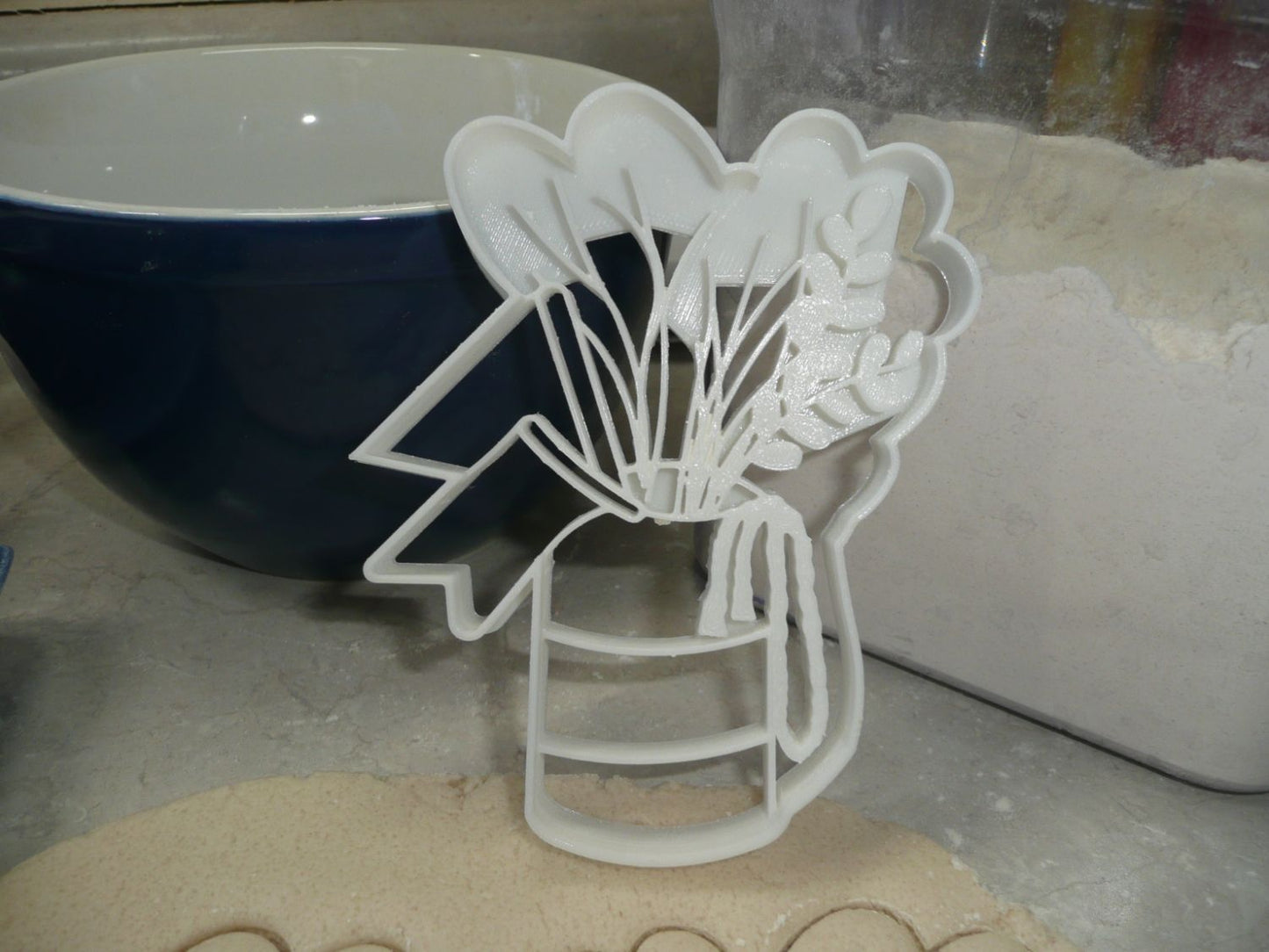 Flowers In Jar With Ribbon Banner Arrangement Cookie Cutter Made In USA PR4526