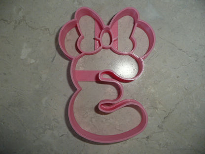 Minnie Mouse Themed Number Three 3 Detailed Cookie Cutter Made In USA PR4553