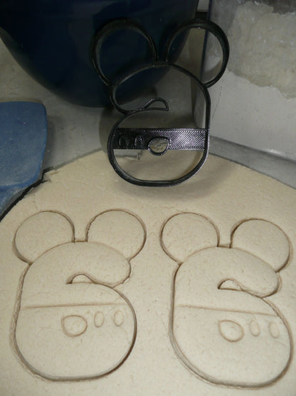 Mickey Mouse Themed Number Six 6 Detailed Cookie Cutter Made In USA PR4566