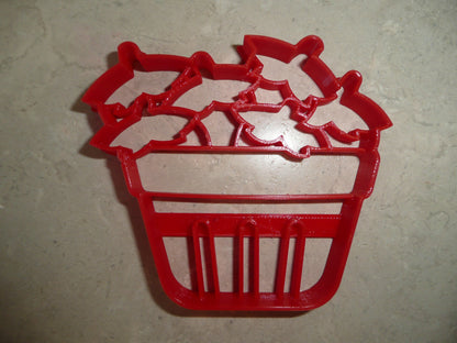 6x Strawberry Basket Fondant Cutter Cupcake Topper 1.75 IN USA FD4815