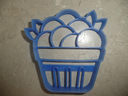 6x Blueberry Basket Fondant Cutter Cupcake Topper 1.75 IN USA FD4816