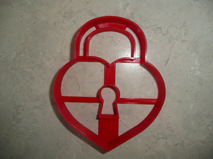 Heart Shaped Key Padlock Valentine Cookie Cutter Made in USA PR4822