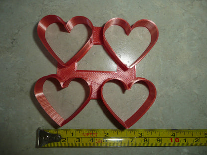 Multi Heart Shape 2x2 Grid 4 Outlines Total Cookie Cutter Made in USA PR4939