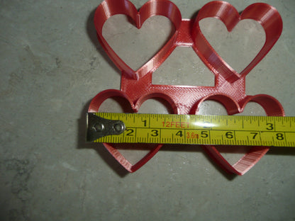 Multi Heart Shape 2x2 Grid 4 Outlines Total Cookie Cutter Made in USA PR4939