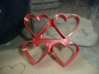 Multi Heart Shape 2x2 Grid 4 Outlines Total Cookie Cutter Made in USA PR4939