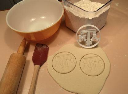 Texas A&M University Imprint in Circle Sports Cookie Cutter Made in USA PR2632